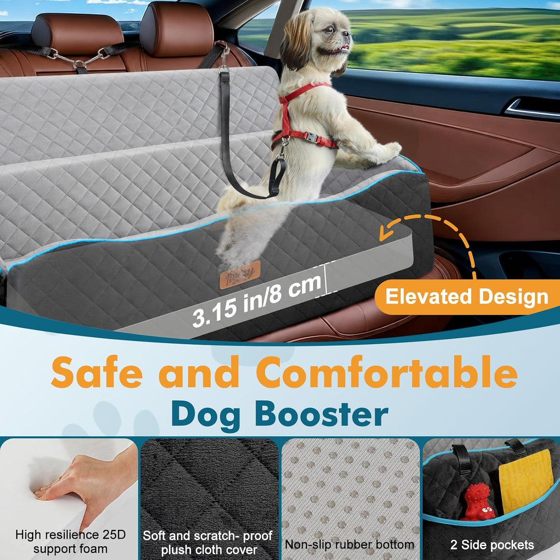 Tivray Large Dog Car Seat, Dog Car Bed for Large Dogs Under 120lbs