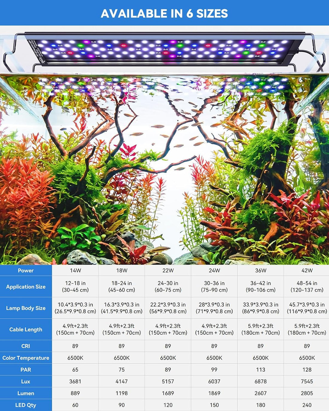 SEAOURA Aquarium Plant Light for 24-30in Fish Tank