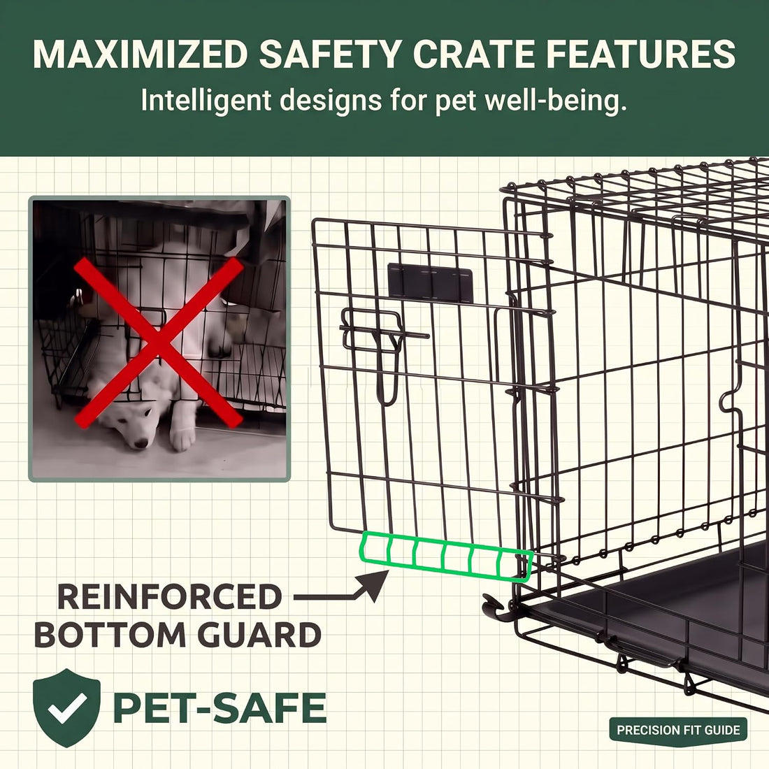 36-Inch Double Door Folding Metal Dog Crate