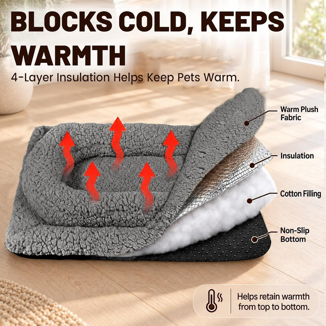 TailTastic Self Warming Cat Bed with U-Shaped Pillow for Warmth