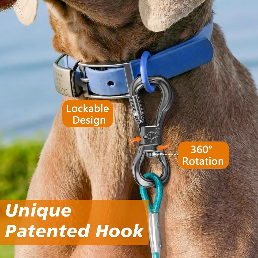 XiaZ Dog Tie Out Cable, Dog Leads for Yard 8/10/15/20/30/50 Feet