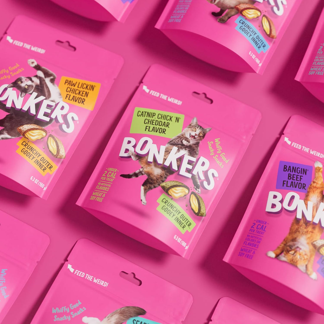 Bonkers Bites Paw Lickin Grain-Free Chicken Crunchy Cat Treats