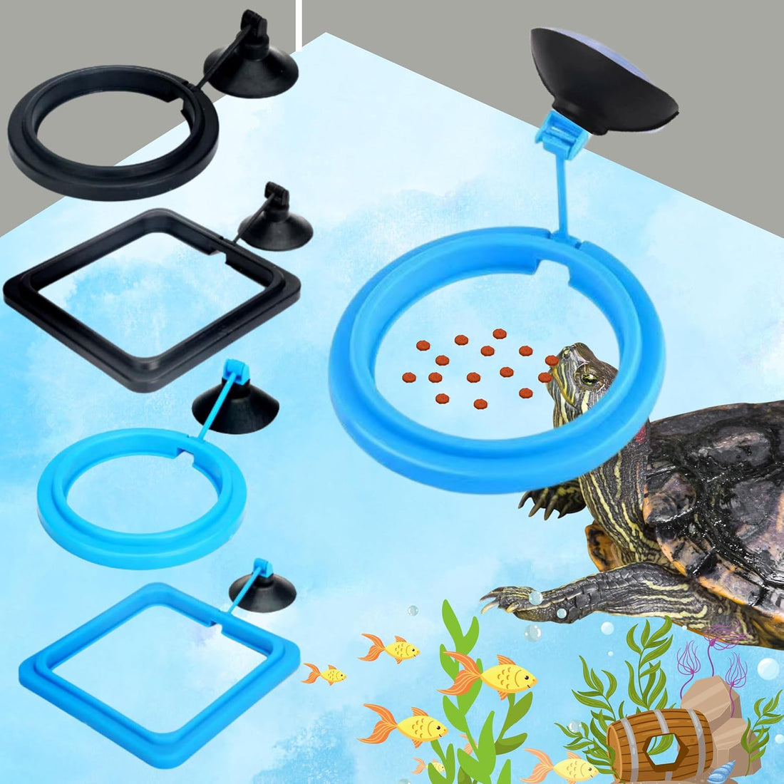 Turtle Feeding Ring for Fish Tank and 4pcs Nitrifying Balls Set