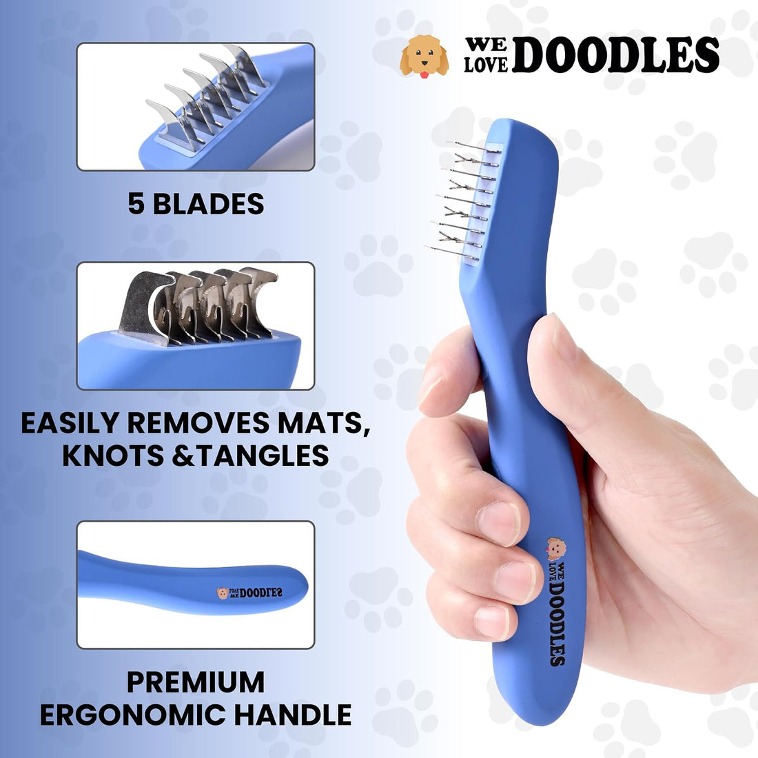 Dematting Comb for Dogs, Undercoat Rake Grooming Tool, Mat Remover
