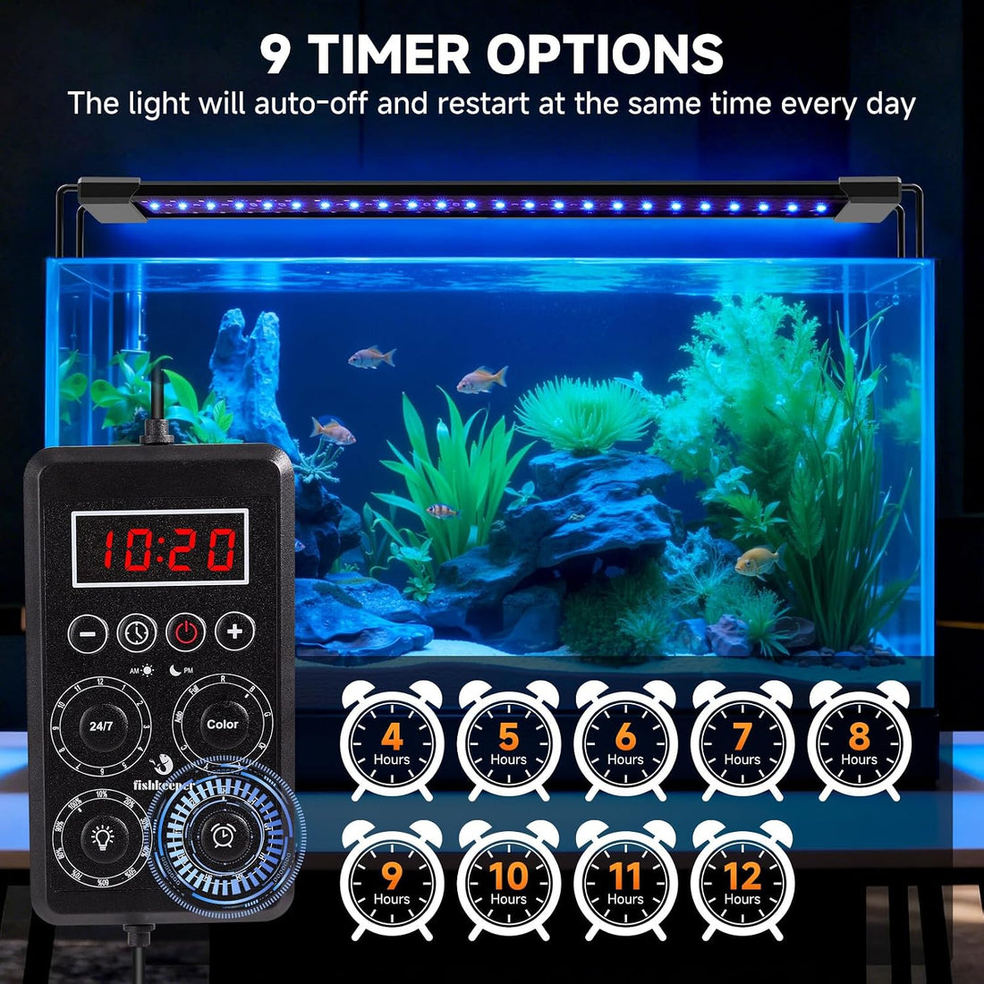 fishkeeper Smart LED Aquarium Light with One-Key Real-Time Sync