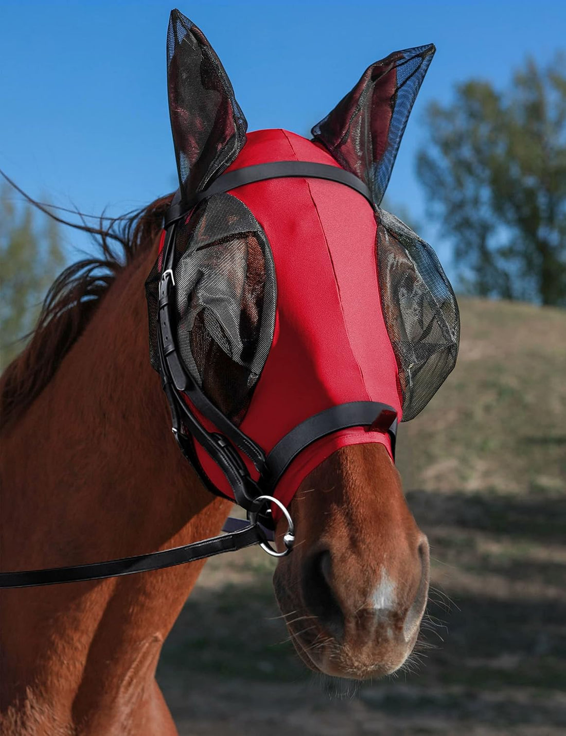 Horse Fly Mask with Ears, Fly Mask for Horses, Breathable Mesh