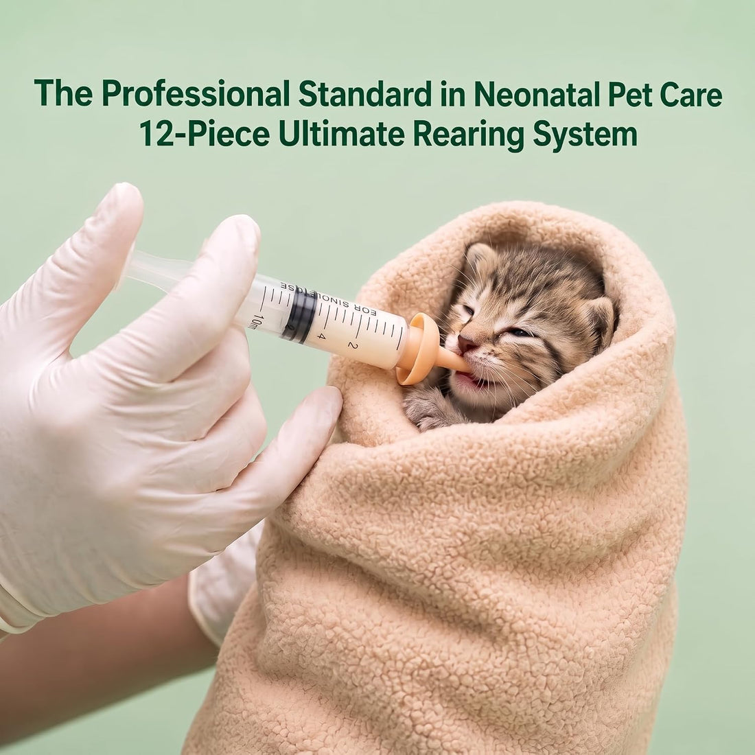 Newborn Pet Nursing Kit - 6 Pack 3ml Syringes & 6 Silicone Nipples.