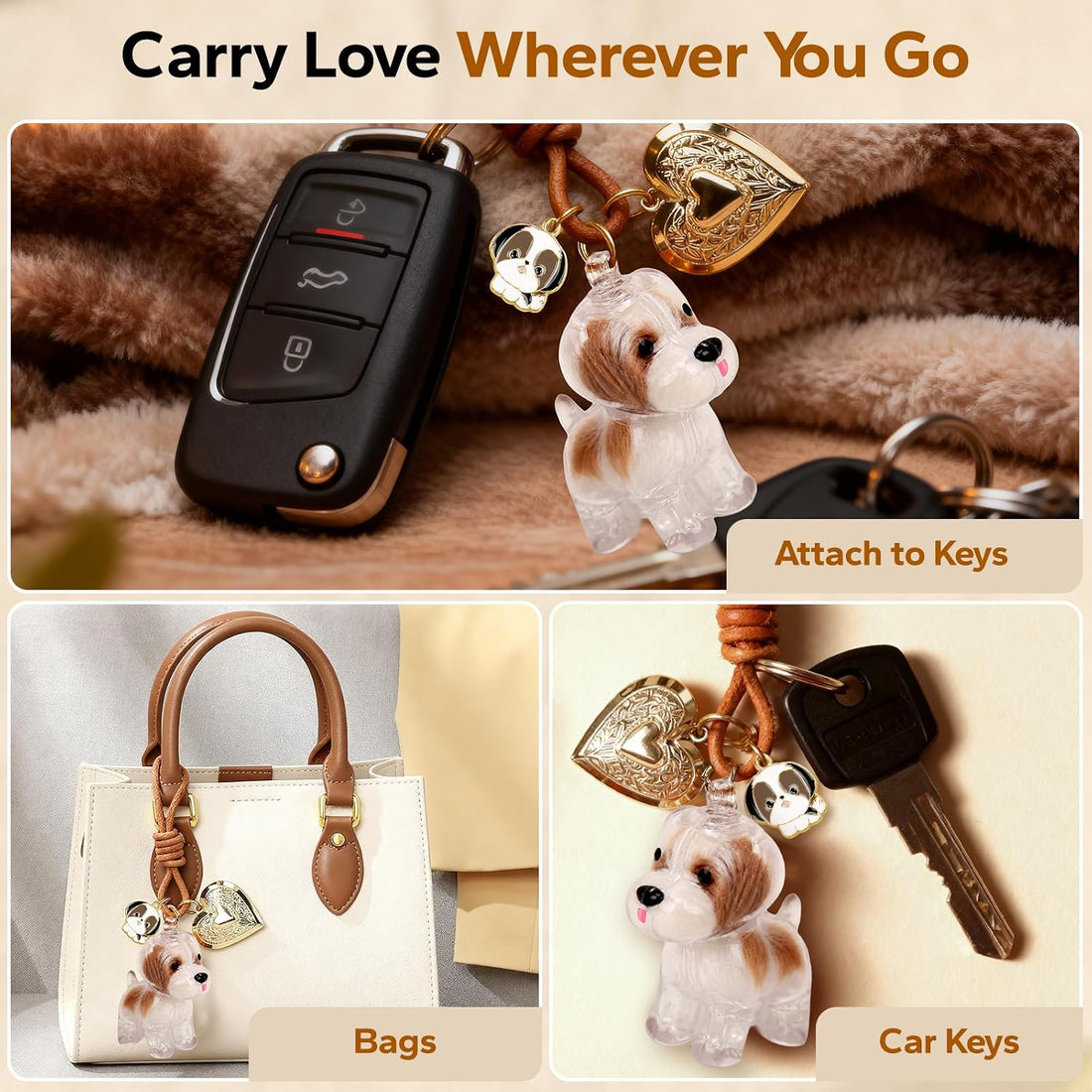 Shih Tzu Dog Hair Keychain, Pet Fur Keepsake, Dog Fur Keepsake