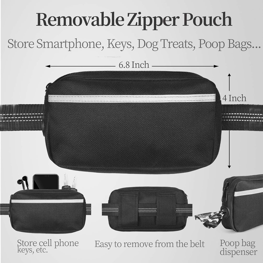 iYoShop Hands Free Dog Leash with Zipper Pouch