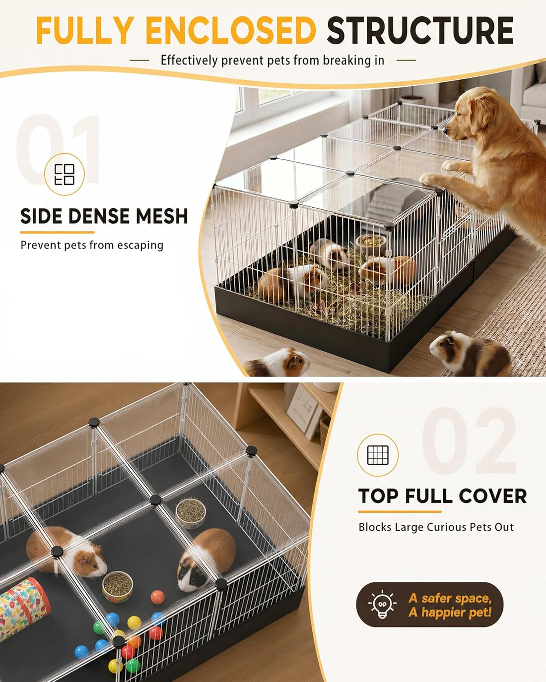 Guinea Pig Cages with Waterproof Liner, Expandable Small Animal Plaype