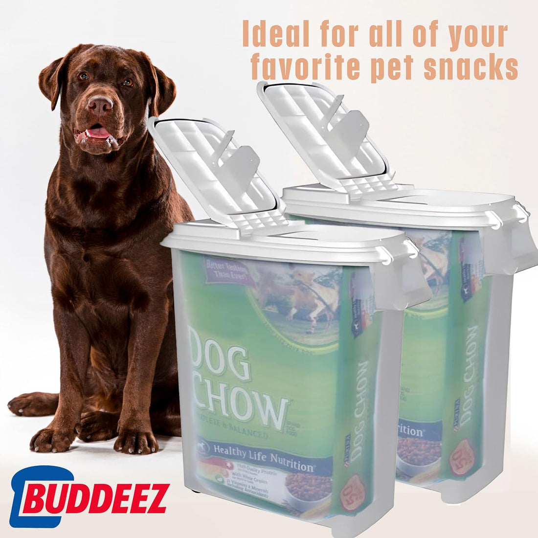 Buddeez Airtight Rolling Pet Food Storage Container, 50 Quart