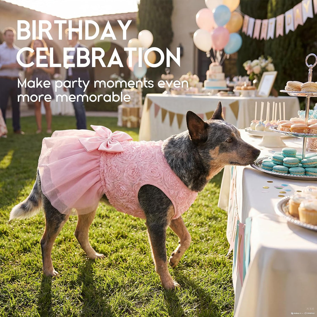 ASENKU Dog Dress Pet Wedding Dress Lace Puppy Birthday Party