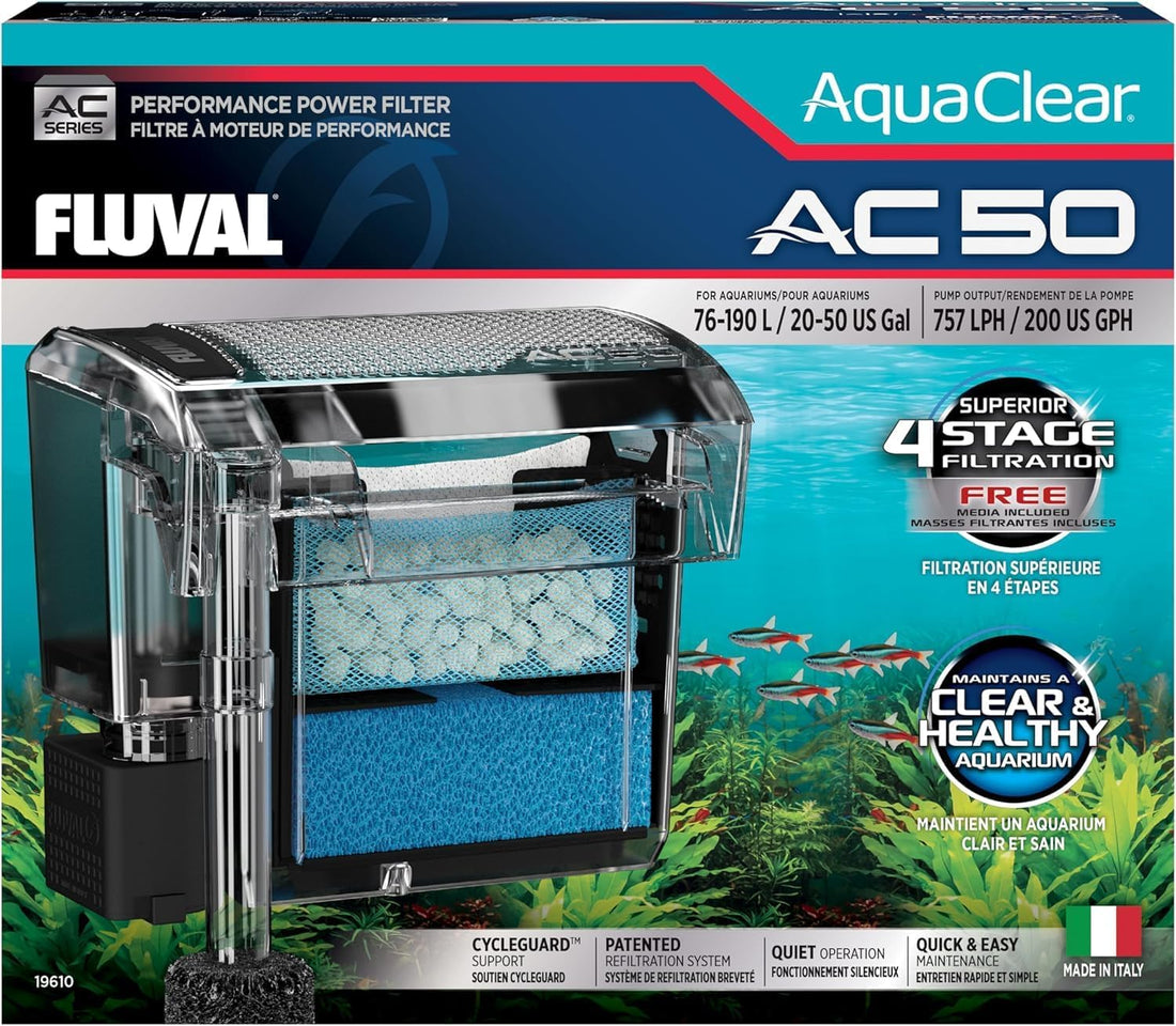 Fluval AquaClear Fish Tank Power Filter for 20- to 50-Gallon Aquariums