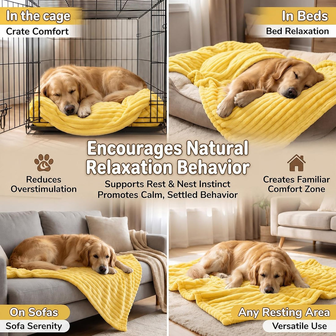 Yellow Dog Blanket, Emotional Support Blanket Yellow
