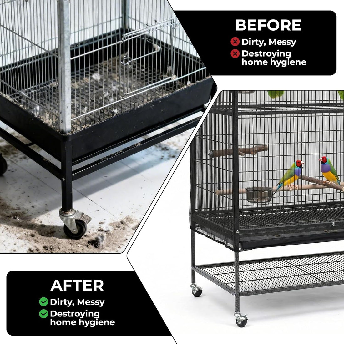 Falzqq Large Bird Cage Cover Bird Cage Seed Catcher 118 x 31 Inches