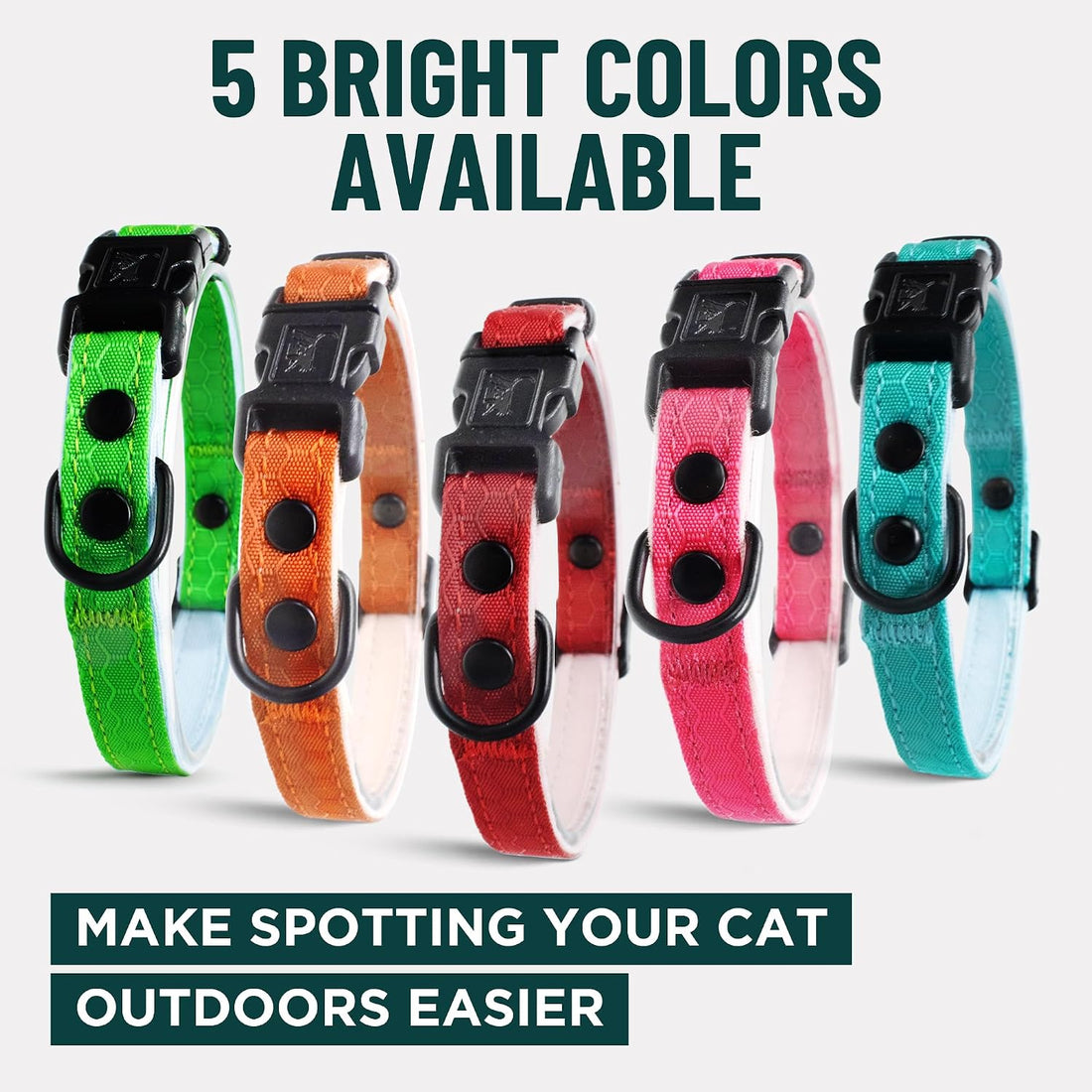 OutdoorBengal Durable Breakaway Cat Collar, No Bell (Blue, M/L)