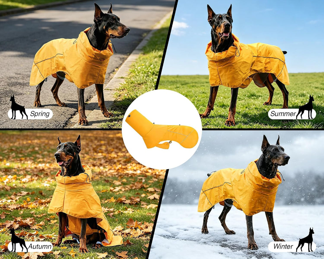 Skmeditec Dog Raincoat with Hood, Waterproof Puppy Rain Coat