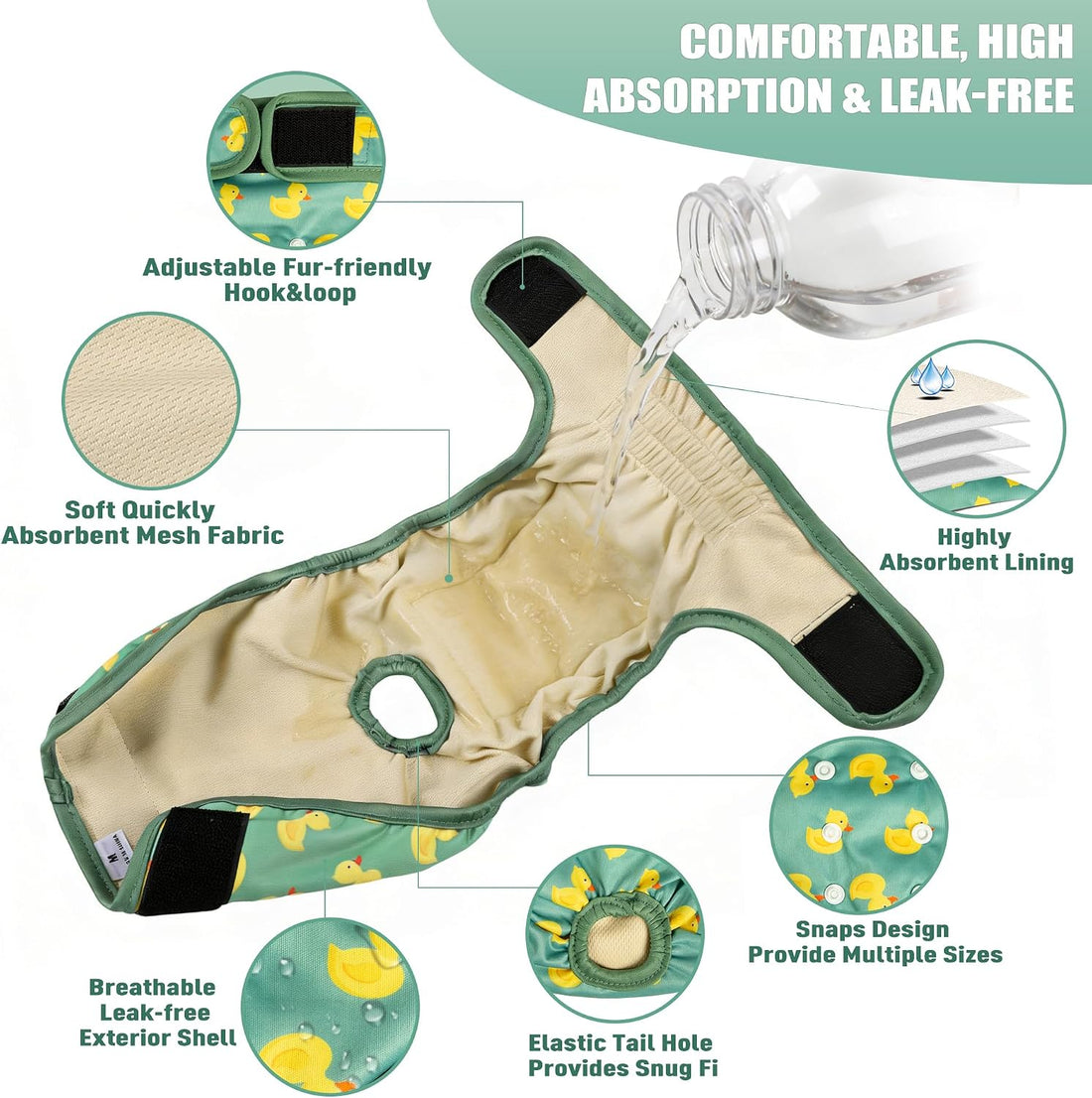 Langsprit Female Dog Diapers for Doggie Puppy,Reusable Dog Period