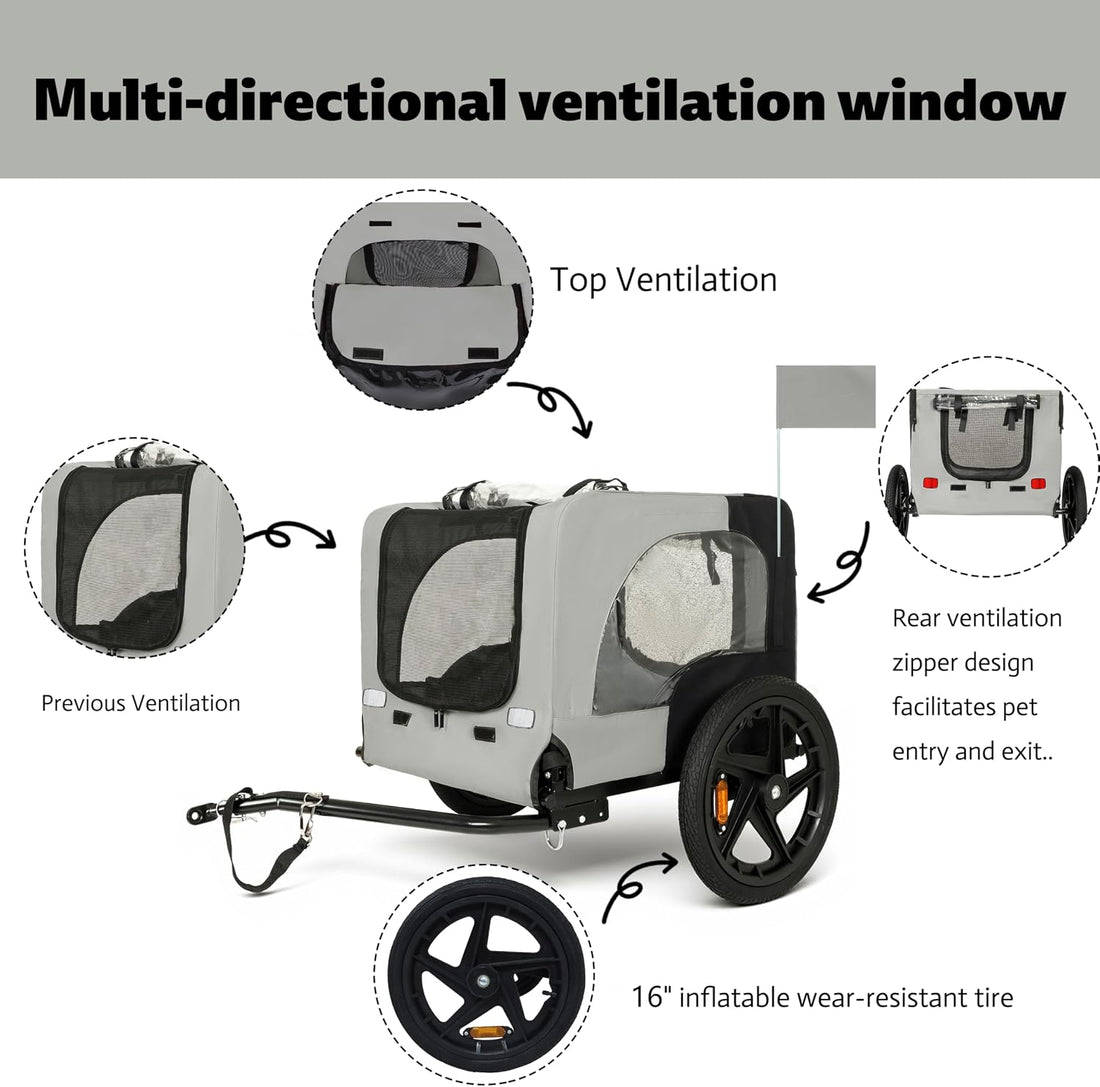 KEIKI Dog Bike Trailer with Built-in Leash