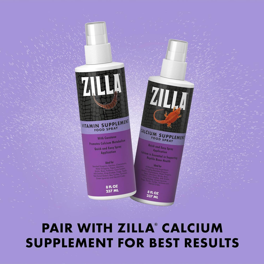 Zilla Vitamin Supplement Food Spray, Reptile Multivitamin, 8 Ounces