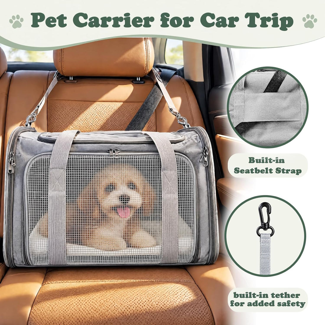 COZPAW Large Cat Carrier Soft‑Sided for Cats & Dogs Up to 25 Lbs