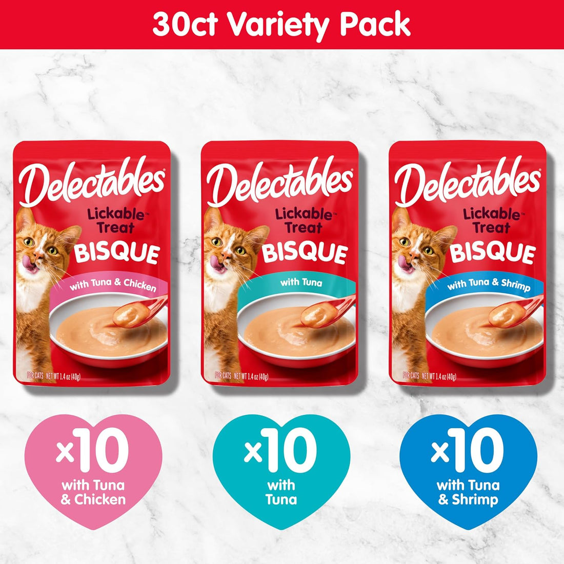 Delectables Lickable Treat Bisque Wet Cat Treat Variety Pack