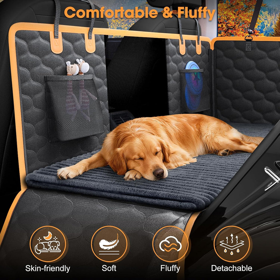 FURTIME Backseat Pet Bed Mat, Non-Slip Dog Bed for Car Back Seat