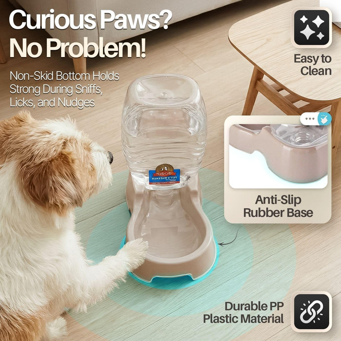 Flexzion Gravity Pet Water Dispenser for Cats & Small Dogs, 1/4 Gal