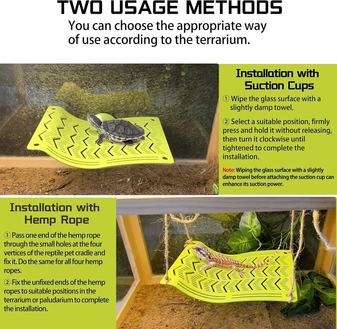 2PCS Reptile Hammock Basking Platform,Turtle Dock with Suction Cups