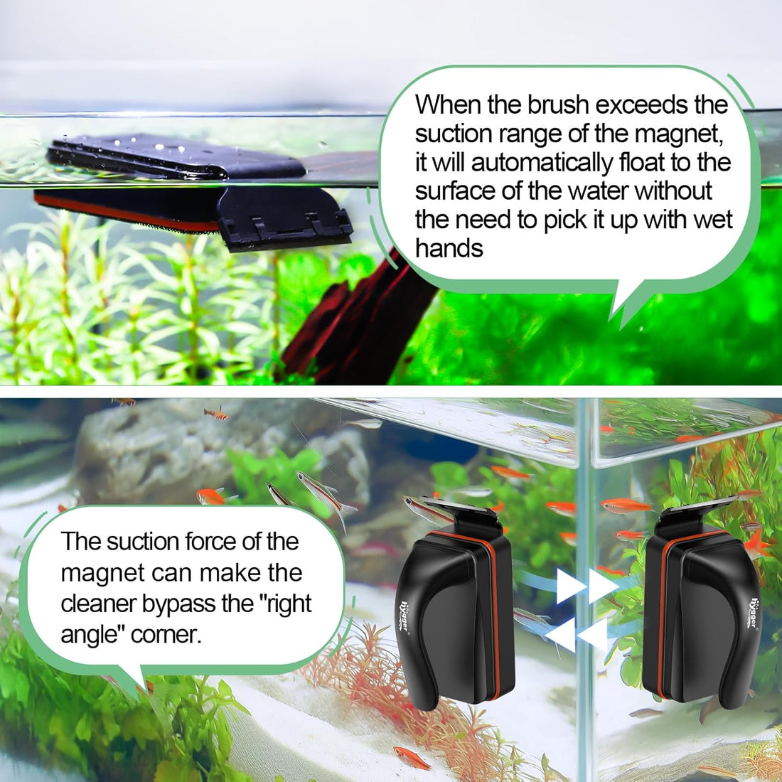 hygger Magnetic Aquarium Fish Tank Glass Cleaner,Detachable