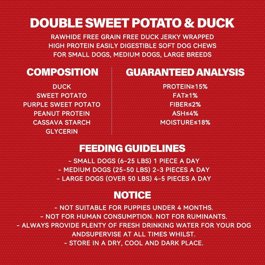 Double Sweet Potato Dog Treats Duck Jerky Treats 10.58oz (300g)