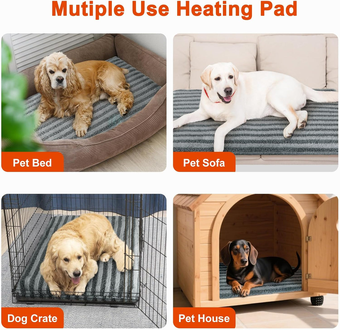Large Pet Heating Pad, Adjustable Temperature with Timer, 35" x 24"