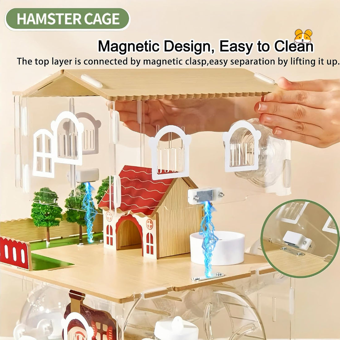 17 in 1 Clear Acrylic Hamster Cage with All Accessories,13.5''L*