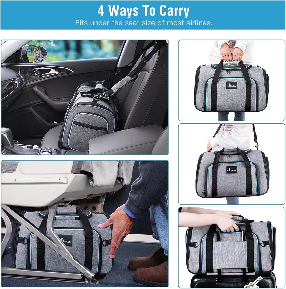 Siivton Cat Carrier,4 Sided Expandable Pet Carrier