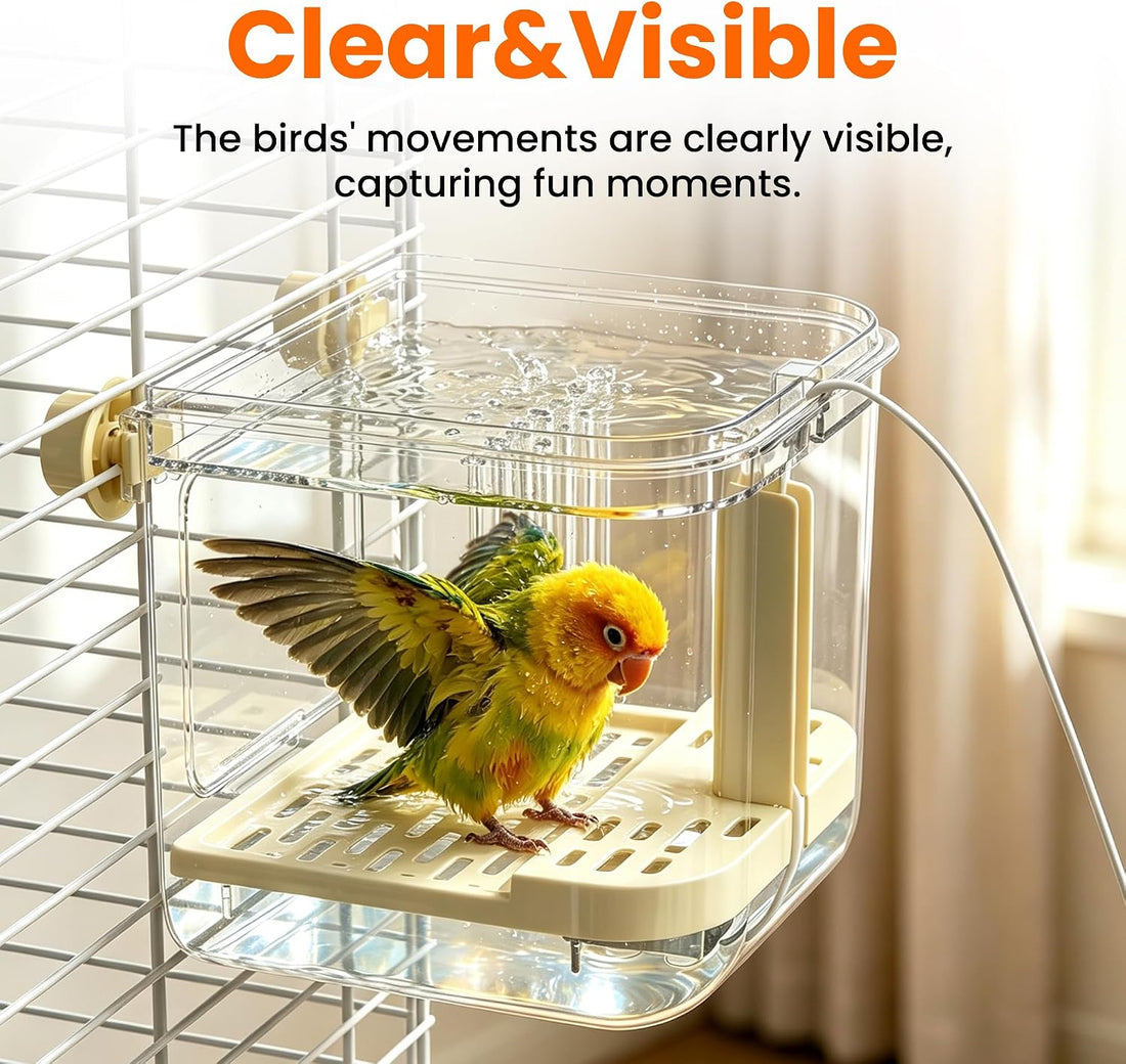 Automatic Bird Bath with Pump for Cage-Indoor Parakeet Bath Shower