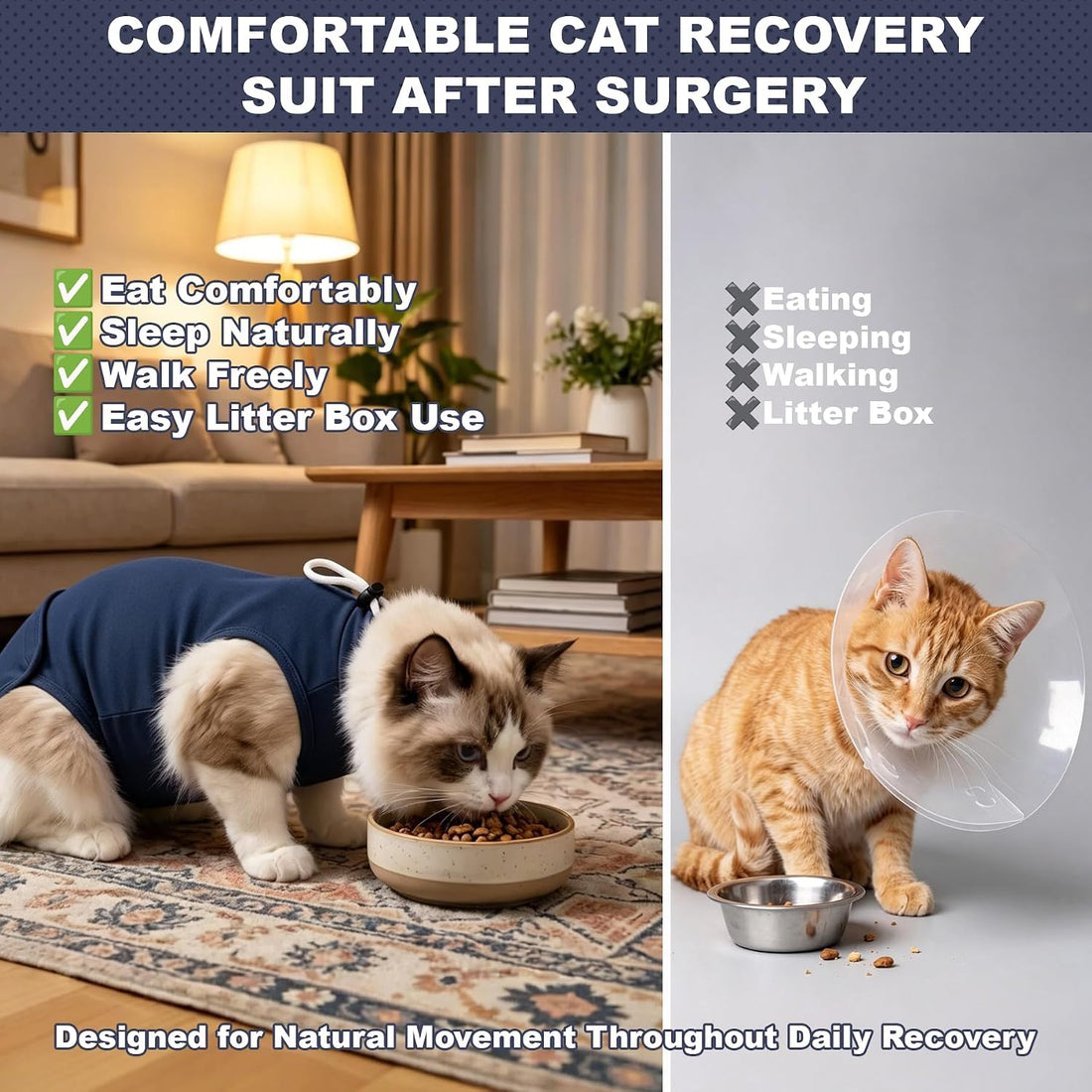 Female Cat Recovery Suit - Snap Closure Spay Onesie