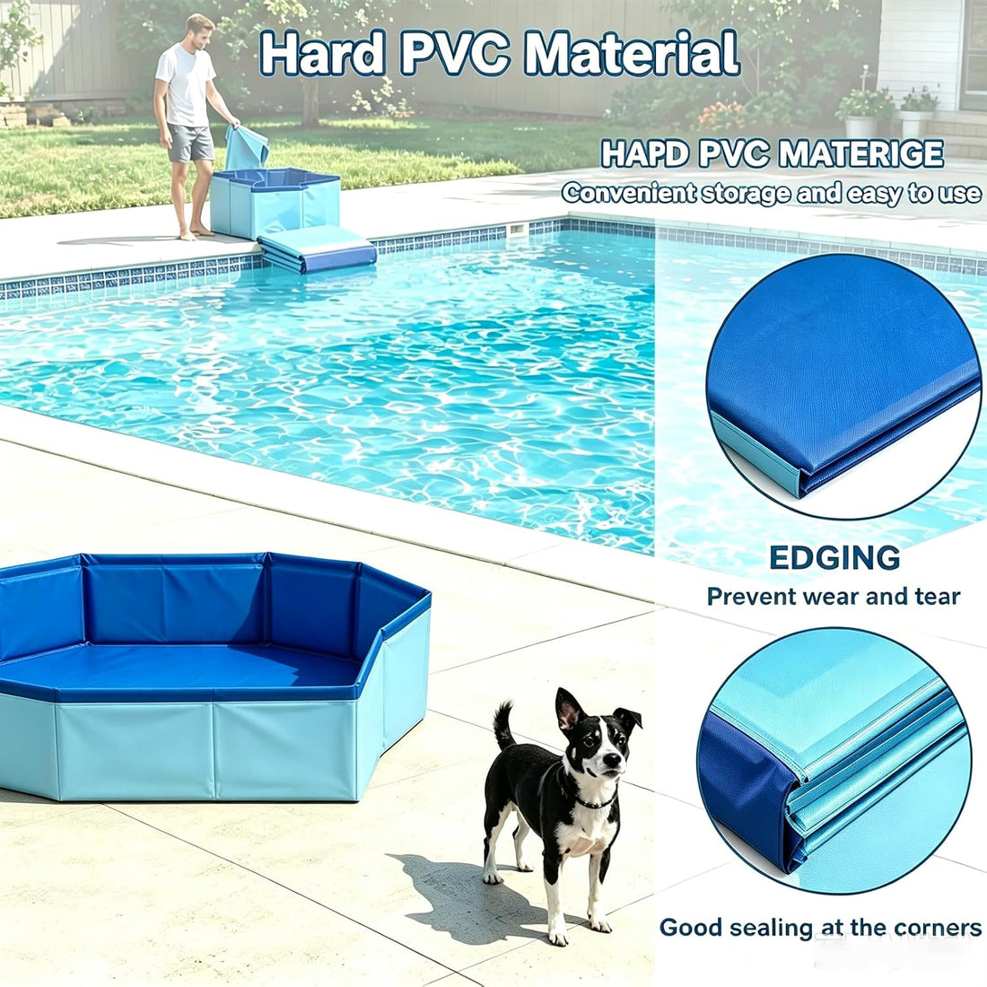 20" Portable Dog Bathtubs, Foldable Paddling Pool for Small Dogs