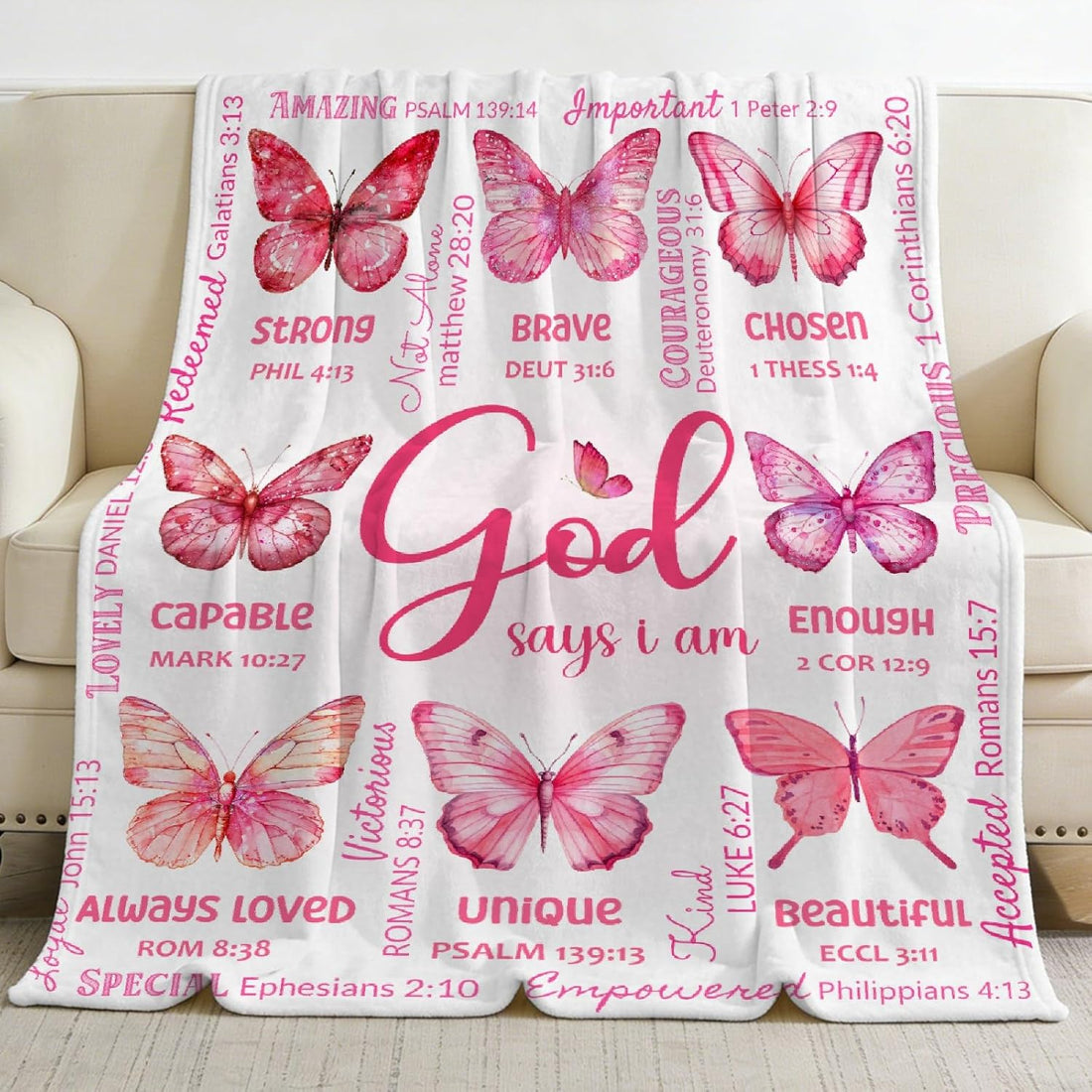 Cat Throw Blanket with Bible Verse,Thoughtful Christian Gifts