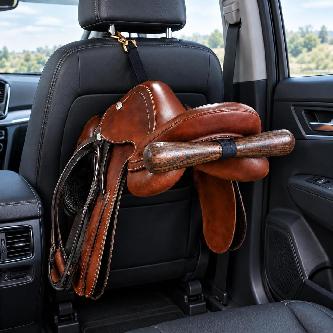 Portable Saddle Rack - Wooden Saddle T Hanger for Horse Stall & Car