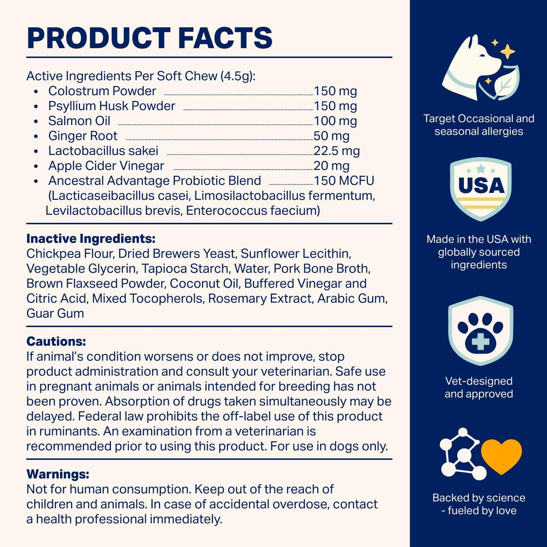 Allergy Dog Chews, Immune and Gut Health Support, 30 Chews