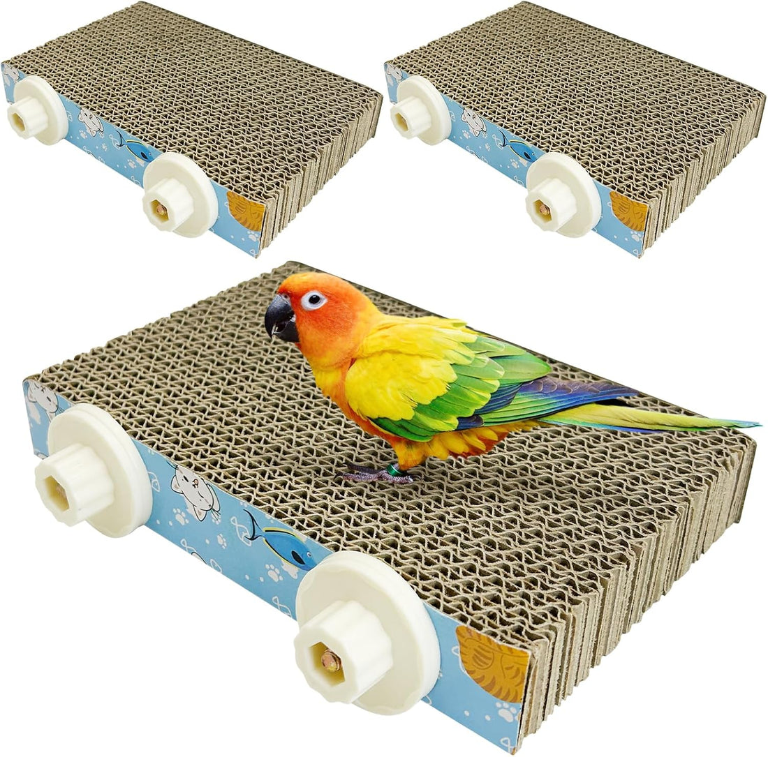 3 PCS Bird Cardboard Platform Hanging Parrot Cage Perch Bird Paw