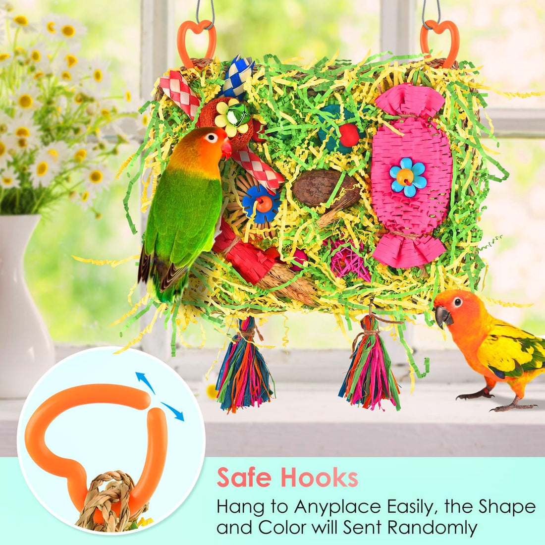 KATUMO Bird Toy, Large Size Grass Mat Foraging Shredding Hanging Toy