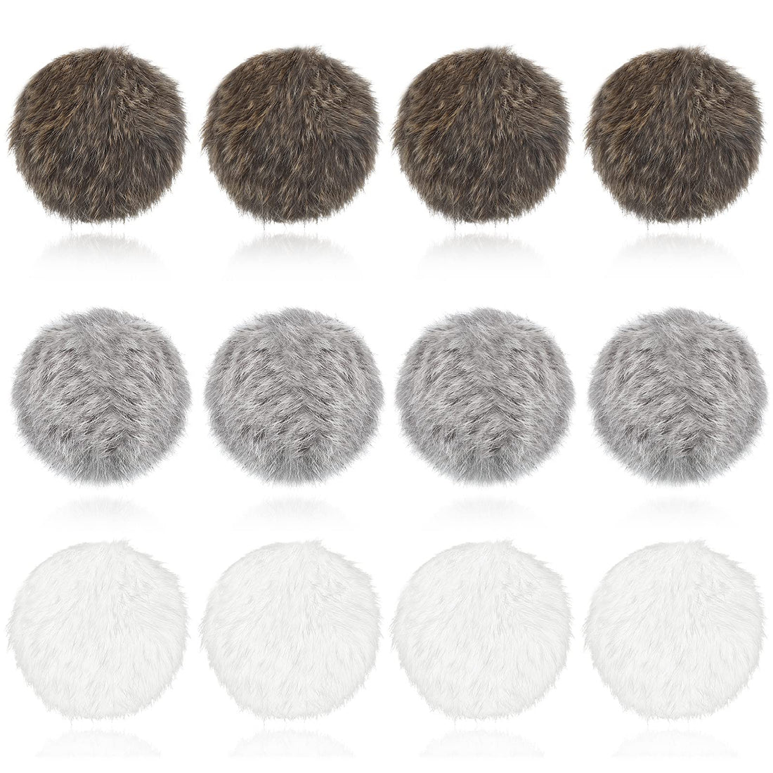 LEIFIDE 12 Pieces Real Rabbit Fur Pom Pom Kitty Cat Toy Fluffy Cat
