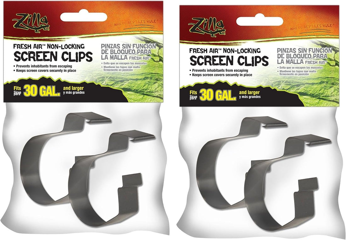 Zilla (4 Pack) Reptile Terrarium Covers Non-Locking Screen Clips, 30G+