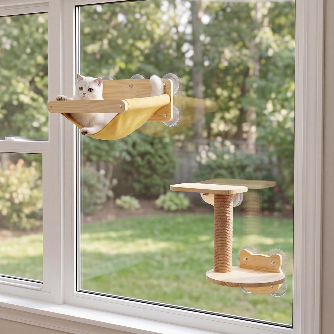 Cat Window Hammock Bed 4pcs/Set Cat Window Perch for Indoor Cats Seat