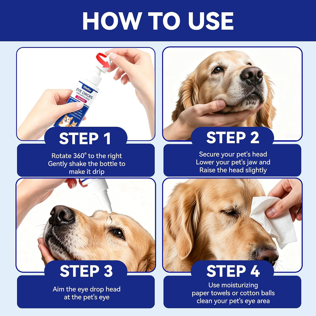 Wellix PET Dog Eye Drops, Eye Drops for Dogs&Cats
