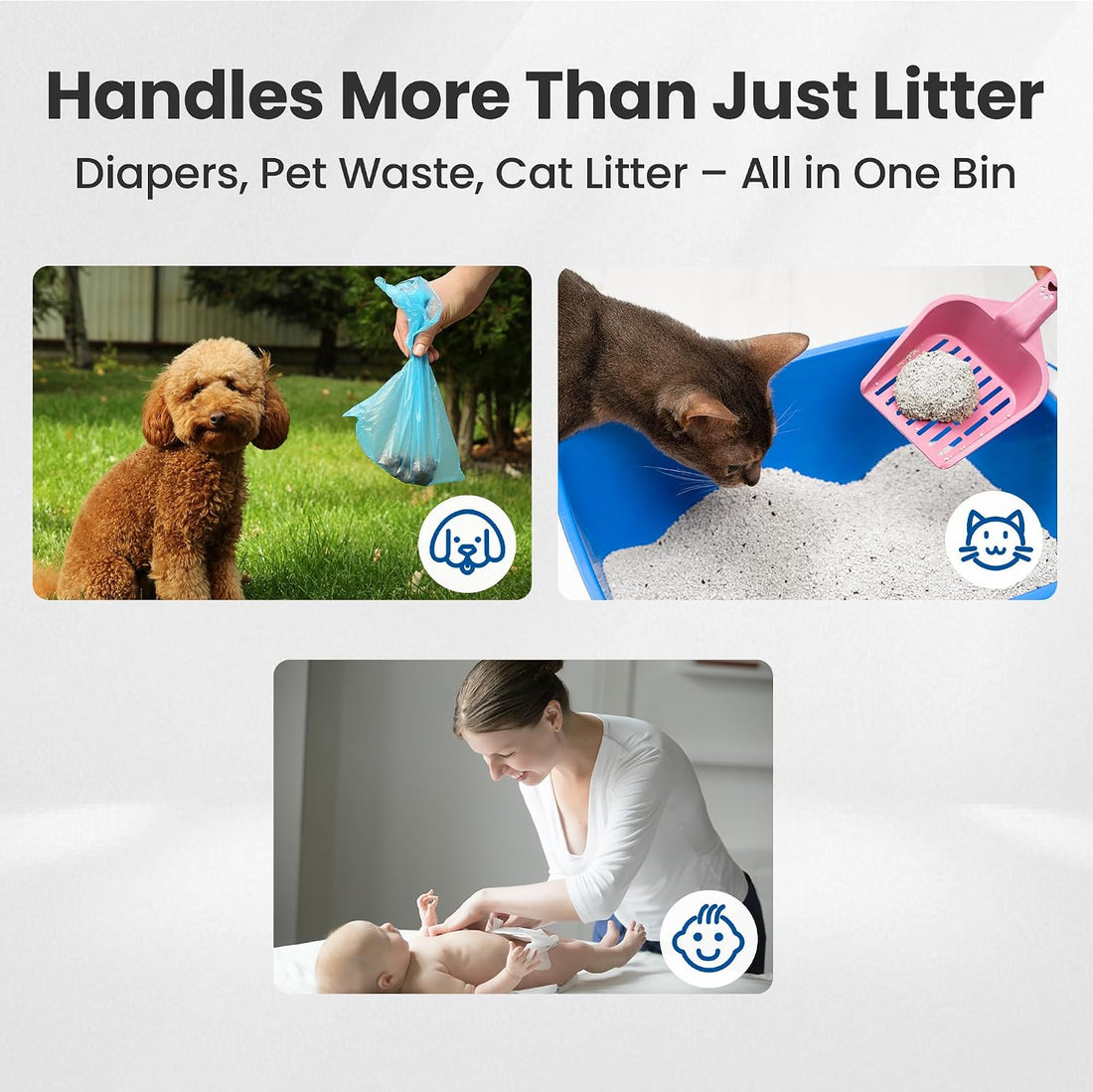 Neakasa PooGuard Litter Disposal Bin, 9.2L Trash Can for Cat Litter
