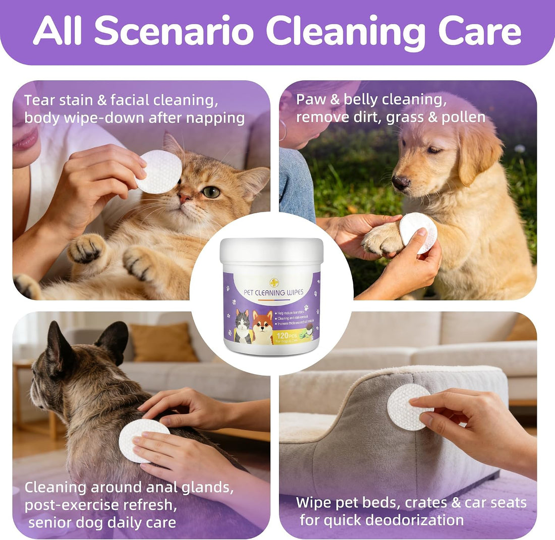 Dog Eye Wipes, 120 Count Cat Eyes Cleaning Wipes Gentle Pet Tear