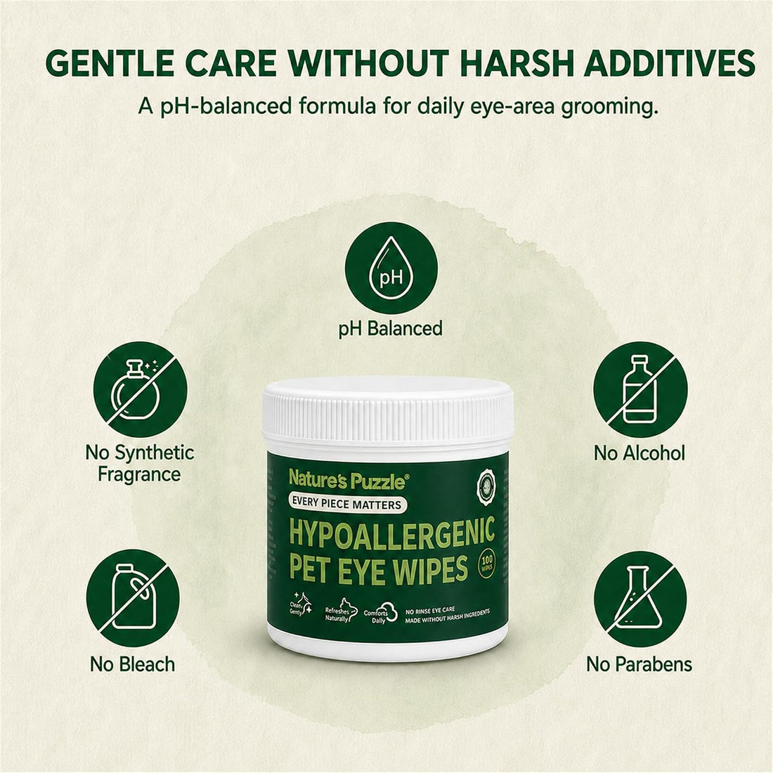 Pet Eye Wipes for Dogs & Cats, 100 Count Tear Stain Pads