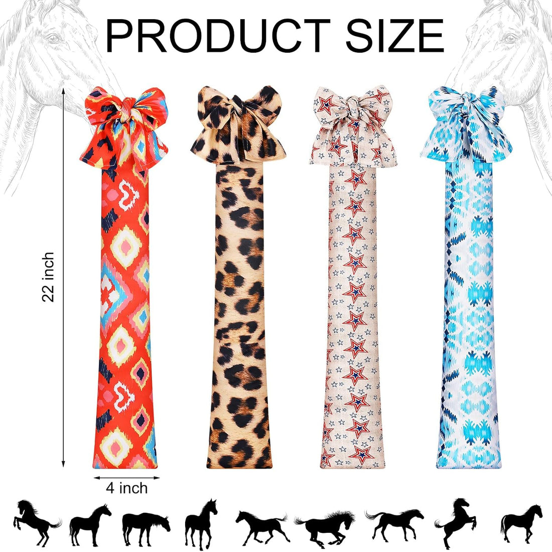 4 Pcs Horse Tail Bags, 22" Stretchy Breathable Tail Bag